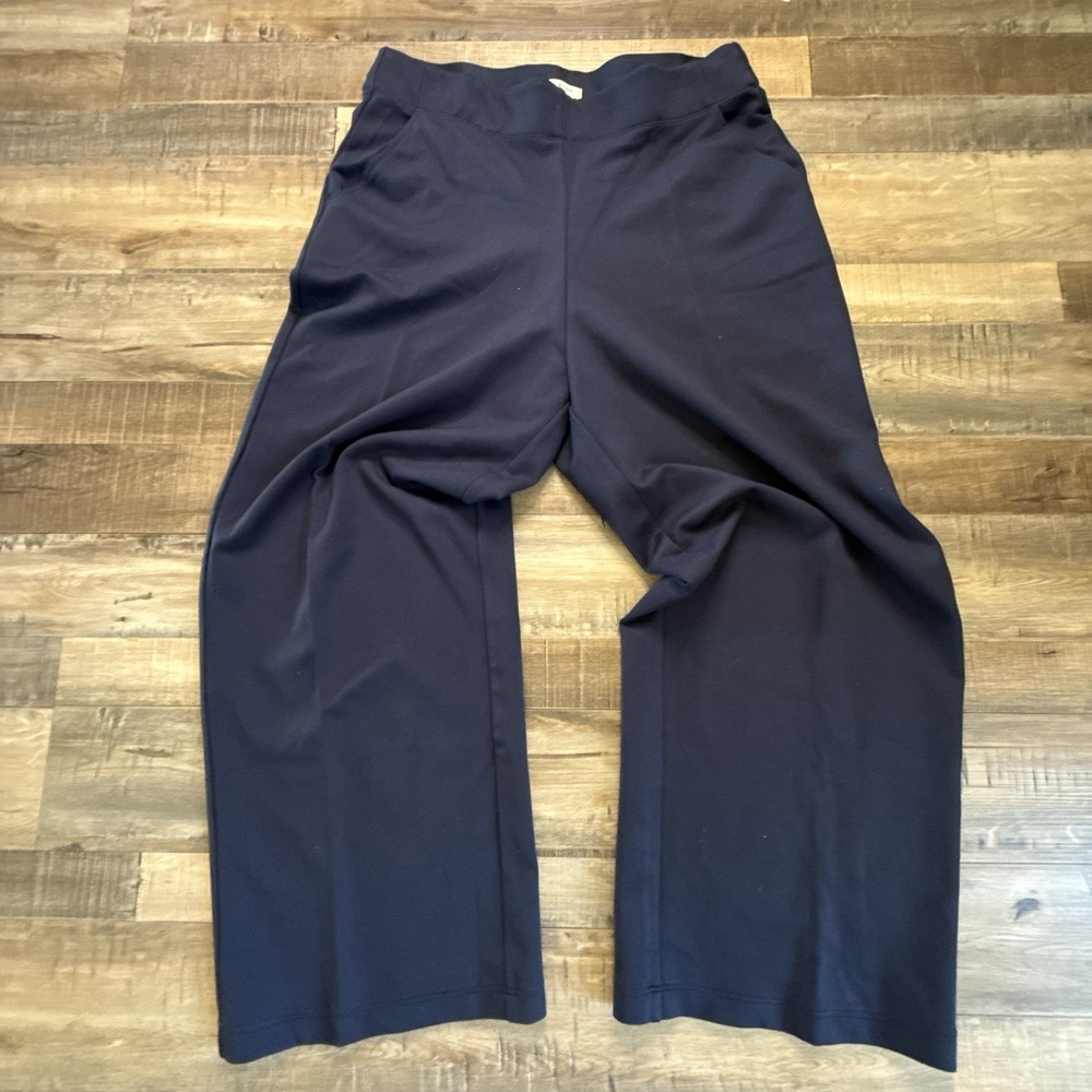 Max Studio Pants Womens Large Blue Pull On Elastic Waist Wide Leg
